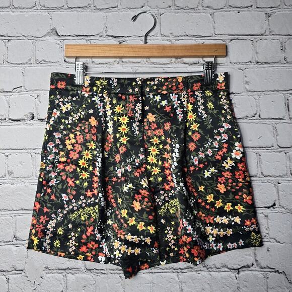 ATM Anthony Thomas Melillo Black Floral Print Shorts Size 8 - Picture 1 of 10